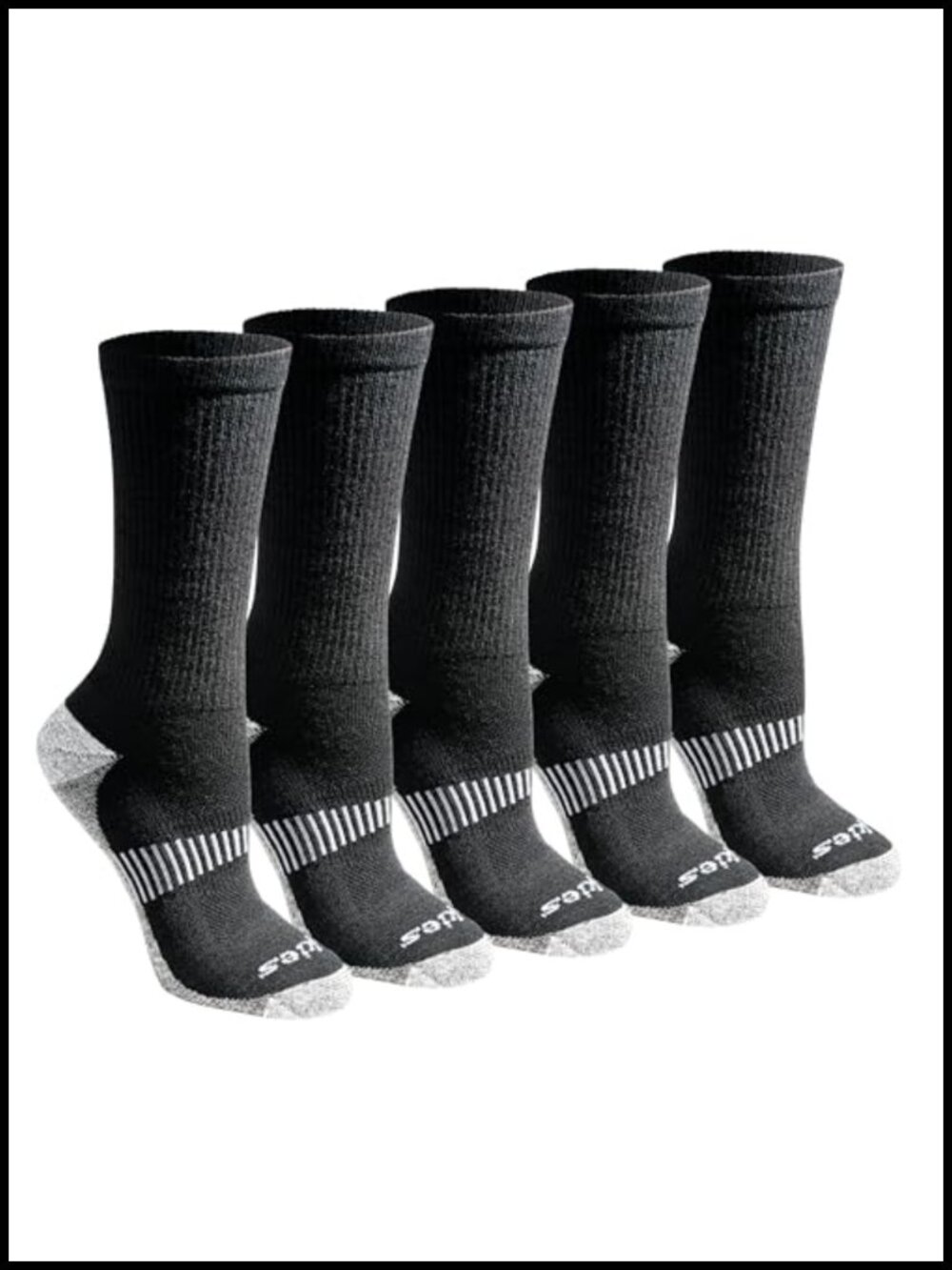 Merino Wool Blend Moisture Control Crew Socks 5 Pairs